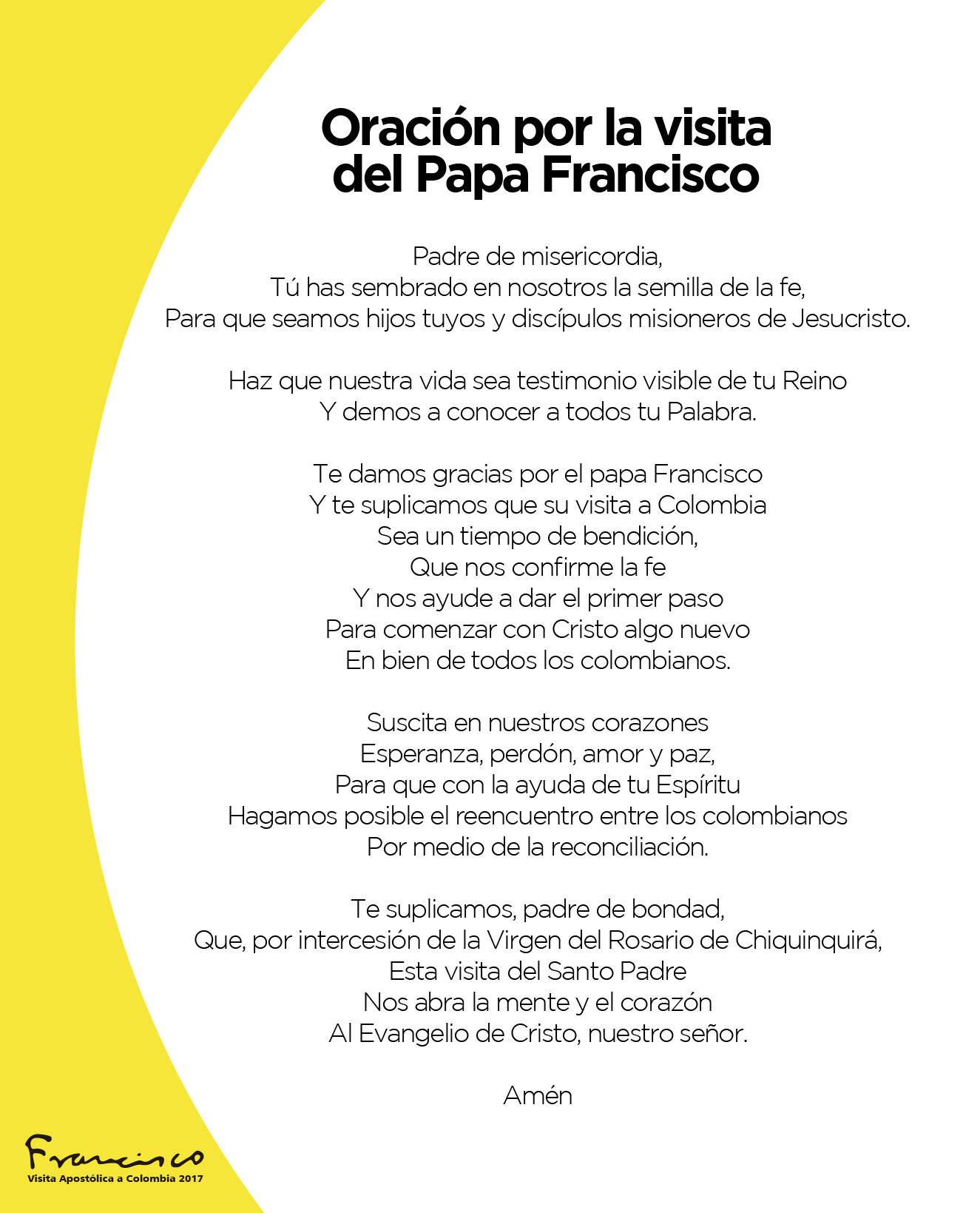 Oración oficial del papa francisco